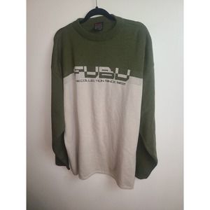 Fubu Mens Size XL Vintage 90’s Pullover Green Long Sleeve Sweater